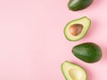 Half and full raw avocado minimalism pastel