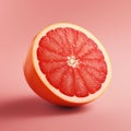 Photorealistic Surrealism: Grapefruit Slice On Pink Background Royalty Free Stock Photo