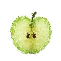 Half green apple of blots
