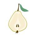 Half green pear health on white background. Healthy lifestyle. Healthy fresh nutrition. Fruit icon on white isolated. Royalty Free Stock Photo