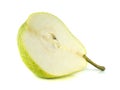 Half of green pear on white background (sliced). Royalty Free Stock Photo