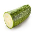 Half of green zucchini on white background Royalty Free Stock Photo