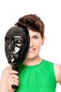 Half handsome face hidden behind mask Royalty Free Stock Photo