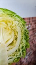 Fresh Green Cabbage Close-Up Cut in Half Royalty Free Stock Photo
