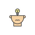 Half of human head and light bulb filled outline icon Royalty Free Stock Photo