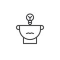 Half of human head and light bulb line icon Royalty Free Stock Photo