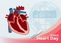 A half and inside image of human heart in paper cut style with the name of event and example texts on global and white paper