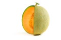 Half of japanese melons, orange melon or cantaloupe melon with seeds Royalty Free Stock Photo