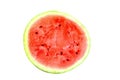 Half of juicy ripe sweet natural watermelon on white.