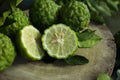 Half of the kaffir lime fruit Royalty Free Stock Photo