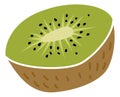 Half kiwi icon. Juicy tropical green fruit