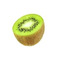 Half kiwi isolated. Juicy kiwi fruit on white Royalty Free Stock Photo