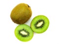 Half kiwi top view isolated on the white background