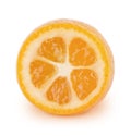 Half of kumquat isolated on white background
