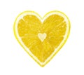 The half of the lemon in the form of heart