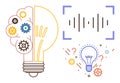 Creative Lightbulb Design with Gears, Brain, and Soundwave for Ideas and Innovation Concepts Royalty Free Stock Photo
