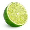Half of lime citrus fruit isolated on white Royalty Free Stock Photo