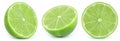 Half of lime citrus fruit isolated on white background. Collection Royalty Free Stock Photo