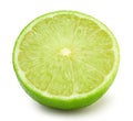 Half of lime citrus fruit (lime cut) isolated on white background with clipping path. Royalty Free Stock Photo
