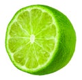 Half of lime citrus fruit. Lime cut isolated on white background Royalty Free Stock Photo