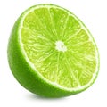 Half of lime citrus fruit. Lime cut isolated on white background. Sliced lime half with clipping path. Royalty Free Stock Photo