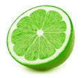Half of lime fruit slice isolated on white Royalty Free Stock Photo