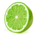Half of lime fruit slice isolated on white Royalty Free Stock Photo