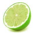 Half of lime fruit slice isolated on white Royalty Free Stock Photo