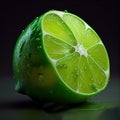 Half Lime, green lemon freshly cut parties on the table -Generate Artificial Intelligence - AI