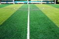 Half line in the middle of the football field. Royalty Free Stock Photo