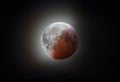 Half lit Blood moon - Total Lunar eclipse taken on March 14, 2025, over Ottawa, Canada Royalty Free Stock Photo