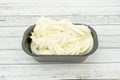 Half-liter tub of vanilla-flavored ice cream