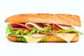 Half of long baguette sandwich