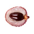 Half lychee fruit isolate on a white background Royalty Free Stock Photo