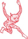 Half Man Half Owl With Tattoos Dancing Royalty Free Stock Photo