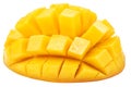 Half of mango fruit cut in hedgehog style. File contains clipping path Royalty Free Stock Photo