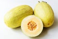 Half of melon, tilt shift lens Royalty Free Stock Photo