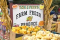 Tom and Petes farm fresh produce sign at Half Moon Bay Pumpkin Festival Royalty Free Stock Photo