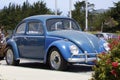Blue Volkswagen Beetle side view. Old VW Beetle. Classic German car