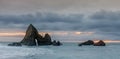 Rock formations showing the rock arch in Martins Beach