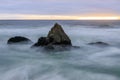 Stormy Sunset over Gray Whale Cove State Beach Royalty Free Stock Photo