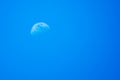 Half moon in blue night sky. Royalty Free Stock Photo