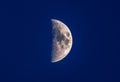 Half moon in blue night sky Royalty Free Stock Photo