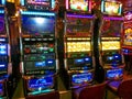 Half Moon Cay island, Bahamas - December 4, 2019: Casino interior, gaming slot machines, American gambling, cruise liner