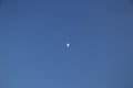 Half of the moon on a clear blue sky in the afternoon. A small satellite of the earth ra monophonic background Royalty Free Stock Photo