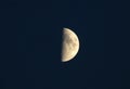 Half moon in a dark sky with details of craters Royalty Free Stock Photo