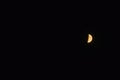 Half moon in the dark sky.Night Evening Sky Blue Moon.Copy space.Soft focus.Blurred image Royalty Free Stock Photo