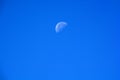 Half Moon During Day in clear Blue Sky, waning moon at daytime a Royalty Free Stock Photo