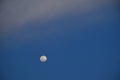 half moon floating on blue sky in twilight background Royalty Free Stock Photo