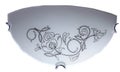 Half moon flush mount white glass wall sconce lamp light with black flowers pattern isolated on white background Royalty Free Stock Photo